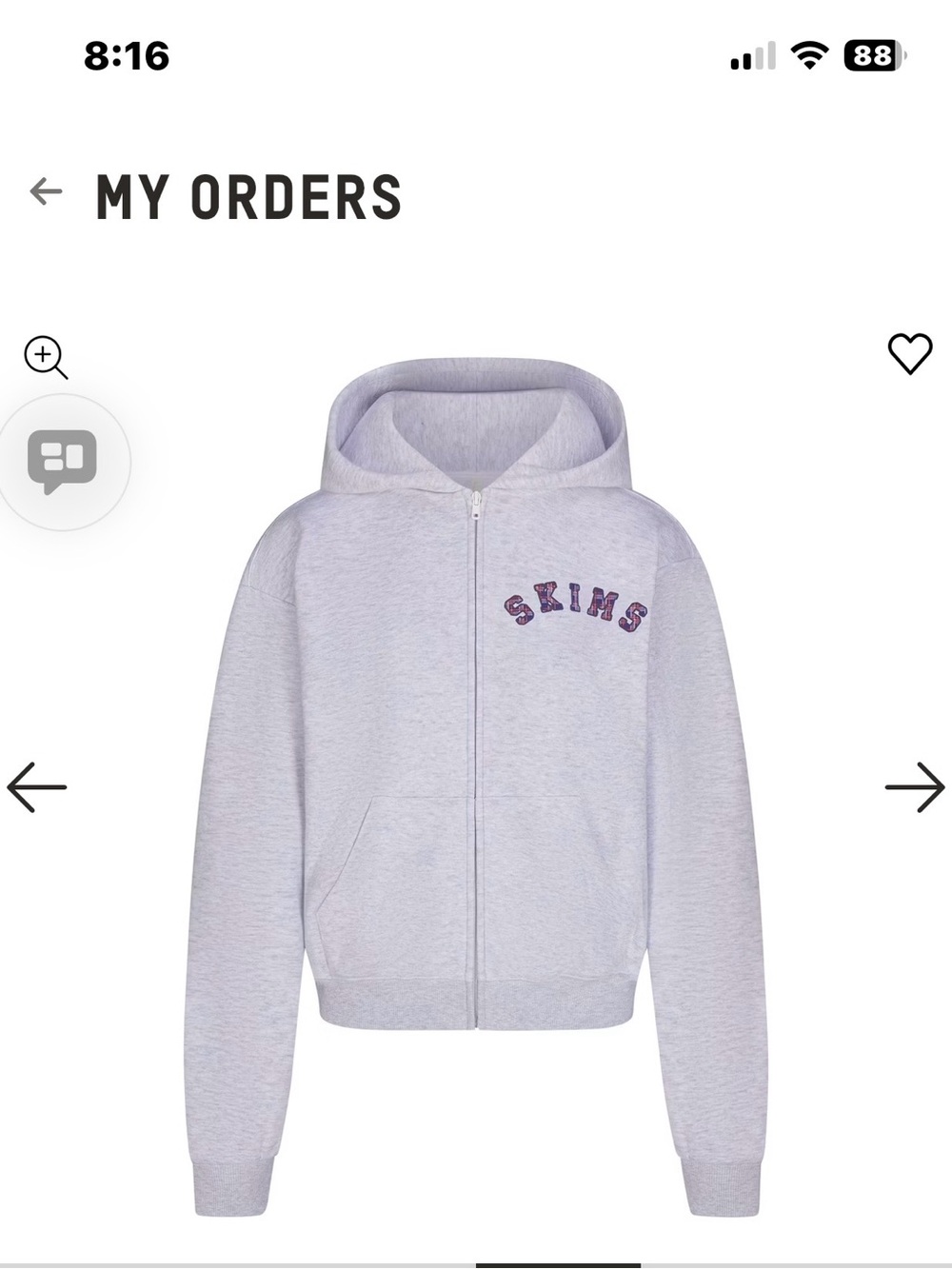 Skims cotton fleece zip